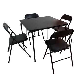 Adeco Black 5-piece Folding Table and Chair Set