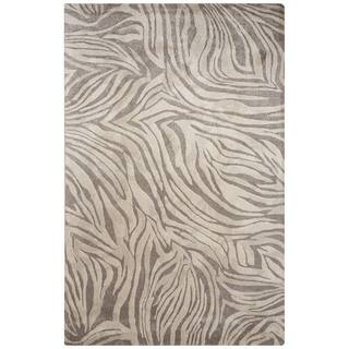 National Geographic Contemporary Abstract Pattern Gray/Ivory Wool and Art Silk Area Rug (5x8)