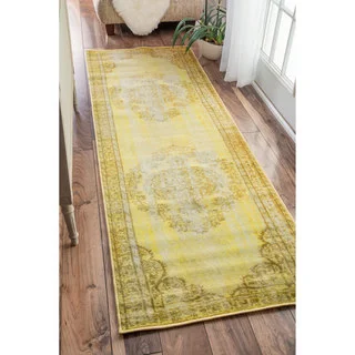 nuLOOM Vintage Inspired Fancy Overdyed Funky Yellow Runner Rug (2'8 x 8')