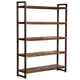Hovito Reclaimed Wood and Cast Iron Large Rustic Shelf