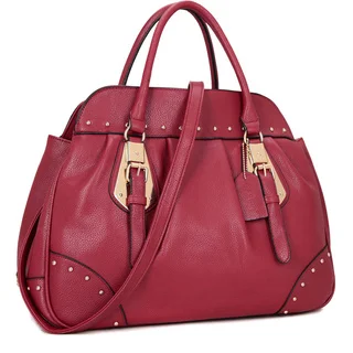 Dasein Large Studded Faux Leather Satchel