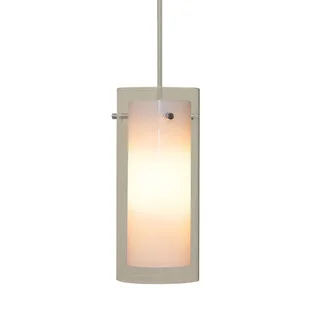Alico Tubolaire 1-light Pendant in Satin Nickel with Clear Outer Glass and White Opal Inner Glass