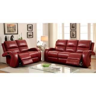 Furniture of America Wellston Contemporary 2-piece Leatherette Reclining Sofa Set