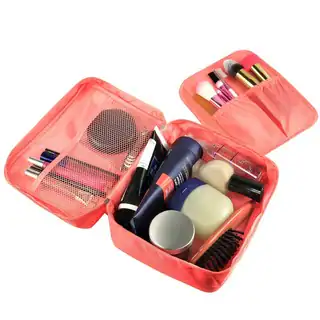 Zodaca Women Coral Travel Cosmetic Bag Makeup Case Toiletry Organizer Pouch