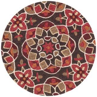 Hand-hooked Charlotte Brown/ Spice Kaleidoscope Rug (3' x 3')