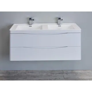 Eviva Smile 48" Glossy White Modern Bathroom Vanity Set with Integrated White Double Acrylic Sink