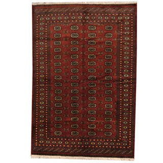 Herat Oriental Pakistani Hand-knotted Prince Bokhara Rust/ Gold Wool Rug (6' x 9')