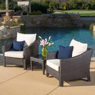 Antibes Outdoor 3-piece Wicker Conversation Set with Cushions