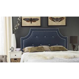 Safavieh Tallulah Denim Blue/ White Piping Upholstered Arched Headboard (Full)