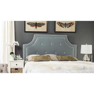 Safavieh Tallulah Sky Blue/ White Piping Upholstered Arched Headboard (Full)