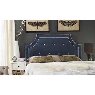 Safavieh Tallulah Denim Blue and White Piping Upholstered Arched Headboard (Queen)