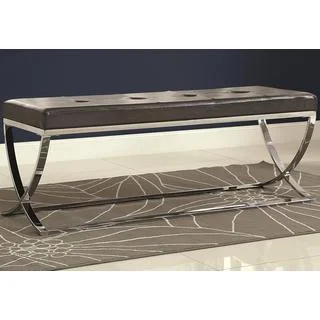 Marquee Contemporary Sleek Design Black Tufted Upholstered Accent Bench