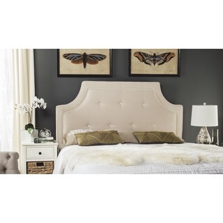 Safavieh Tallulah Beige/ White Piping Upholstered Arched Headboard (King)