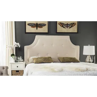 Safavieh Tallulah Beige/ White Piping Upholstered Arched Headboard (Queen)