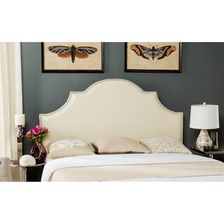 Safavieh Hallmar White Leather Upholstered Arched Headboard - Silver Nailhead (Full)