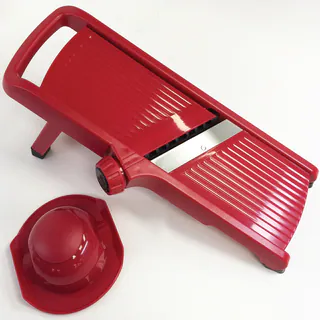 Diamond Home Mandoline Slicer with Adjustable Blade and Hand Guard, Red