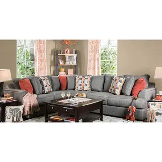 Furniture of America Posille Contemporary Grey Fabric L-Shaped Sectional