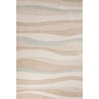Contemporary Coastal Pattern Beige/Blue Polyester Area Rug (5' x 7'6)