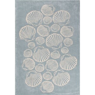 Contemporary Coastal Pattern Blue/Ivory Polyester Area Rug (7'6 x 9'6)