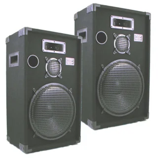 Podium Pro E1500C PA DJ Karaoke Home Pro Audio 15-inch Three Way Black Speaker Pair E1500C-PR