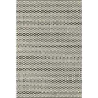Indoor/ Outdoor Earth Tone Flatweave Steel Stripe Rug (5'0 x 7'6)