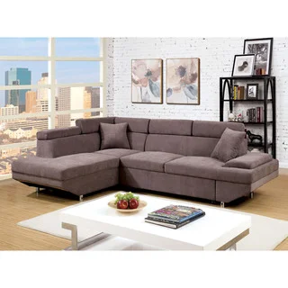 Furniture of America Laurel Contemporary Brown Flannelette Sleeper Sectional