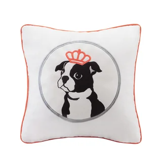 HipStyle Braxton Dog Appliqued Cotton Square 20-inch Throw Pillow