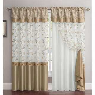 VCNY Audrey 2-Layer Curtain Panel with attached Backing & Valance