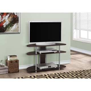 TV Stand-38"L Cappuccino With Silver Accent