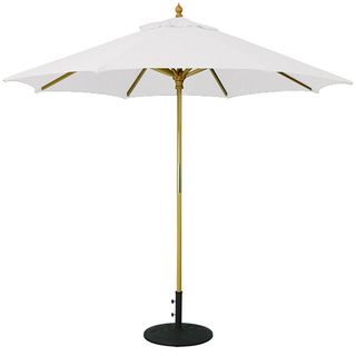 9' Umbrella with Light Wood Pole and White Shade