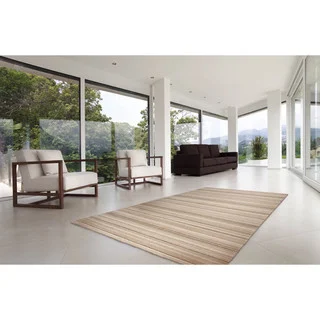Somette Marion Collection Beige Striped Area Rug (6'7" x 9'6")