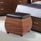 Adeco Brown Storage Ottoman Stool with Bulrush Weave, and Upholstery with Sponge Fill