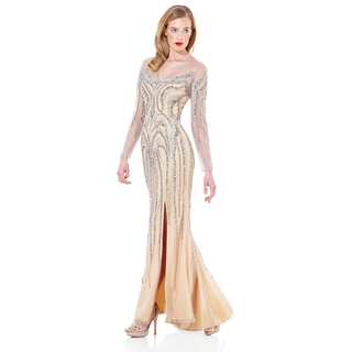 Terani Couture Linear Beaded Pageant Gown