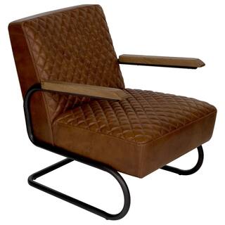 Safavieh Couture High Line Collection Hamel Oak Brown Leather Arm Chair