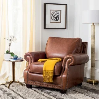 Safavieh Couture Collection Brayton Coffee Leather Chair