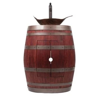 Premier Copper Products Wine Barrel Cabernet Finish Vanity Package with Leaf Vessel Hammered Copper Sink and Faucet