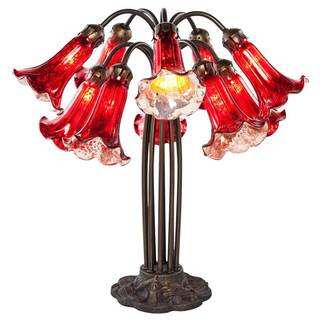 21-inch Red Mercury Glass 10-lily Downlight Table Lamp
