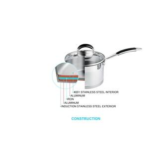 Prime Cook Stainless Steel 3-quart Stock Pot with Glass Lid
