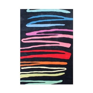 The charming Alliyah Abstract Colorful Decorative Ribbons Wool Area Rug (5' x 8')