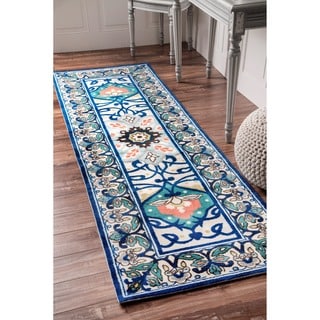 nuLOOM Modern Persian Printed Floral Blue Runner Rug (2'6 x 8')