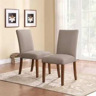 Dorel Living Taupe Linen Parsons Chairs (Set of 2)