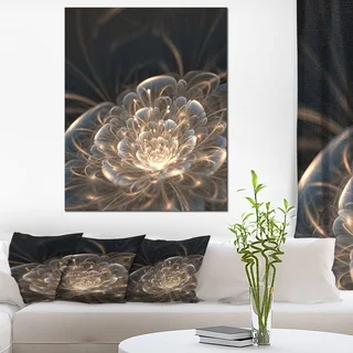Designart - Fractal Flower with Golden Rays - Floral Canvas Art Print