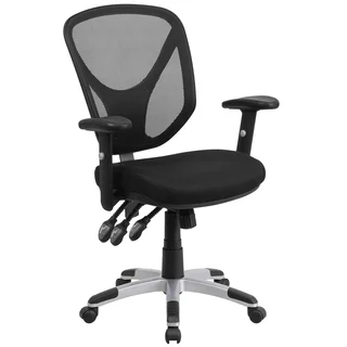 Carbin Black Mesh Swivel Adjustable Office Chair With Triple Paddle Control and Height Adjustable Arms