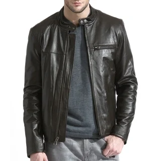 Men's Brown Lambskin Moto Leather Jacket