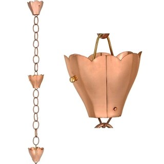 6 Cup Tulip Rain Chain Polished Copper by Good Directions