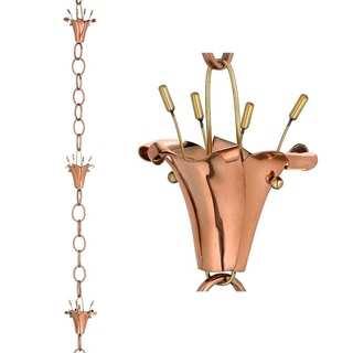 Flowers Rain Chain Polished Copper by Good Directions
