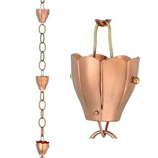 6 Cup Crocus Rain Chain Polished Copper by Good Directions
