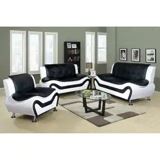 Ceccina Modern Leather 3-Piece Living Room Sofa Set