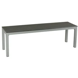 slide 1 of 1, Cortesi Home Jaxon Large Silver/ Slate Grey Aluminum Outdoor Bench in Poly Wood