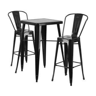 Offex Metal Indoor-outdoor Bar Table Set with 2 Barstools